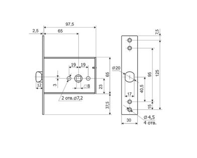 Защёлка Гардиан 301 чертёж
